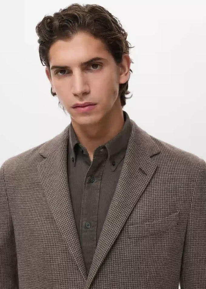 Veste slim fit à micro-motif pied-de-poule