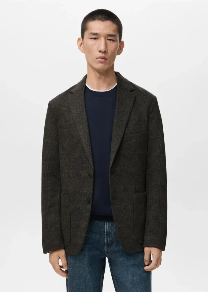 Veste slim à micro-carreaux