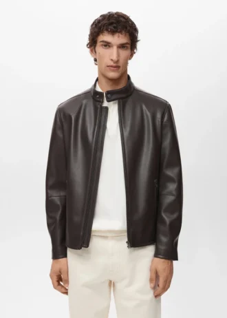 Veste zippée en simili cuir