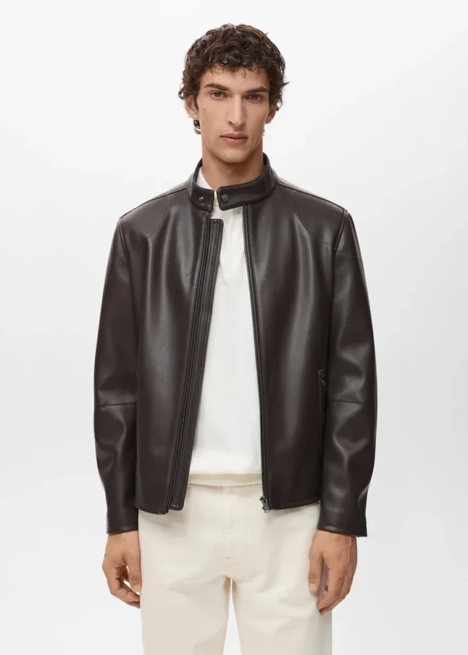 Veste zippée en simili cuir