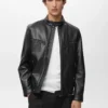 Veste zippée en simili cuir