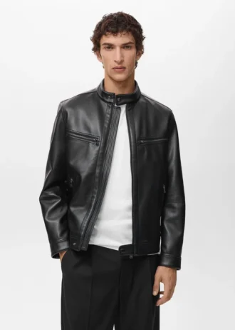 Veste zippée en simili cuir