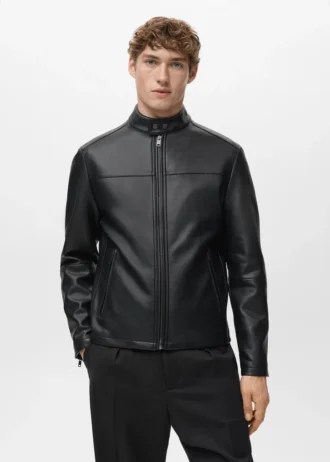 Veste zippée en simili cuir