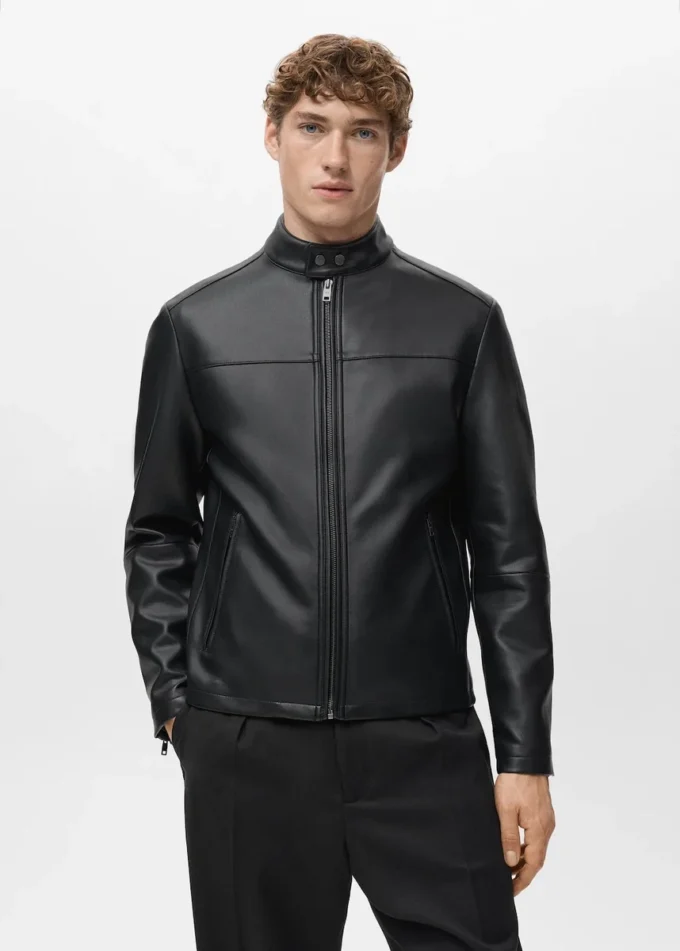 Veste zippée en simili cuir