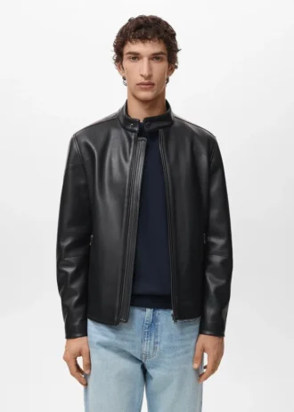 Veste zippée en simili cuir