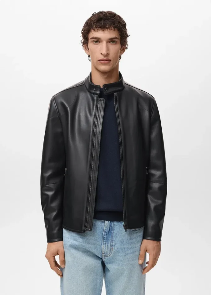 Veste zippée en simili cuir