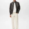 Veste zippée en simili cuir