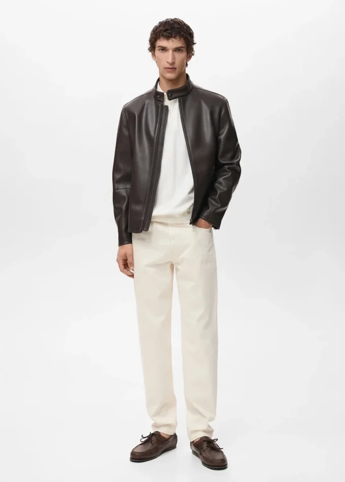 Veste zippée en simili cuir