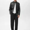 Veste zippée en simili cuir