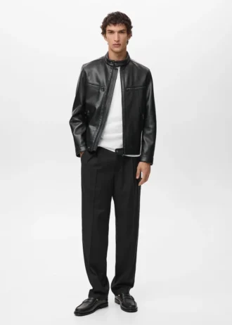 Veste zippée en simili cuir