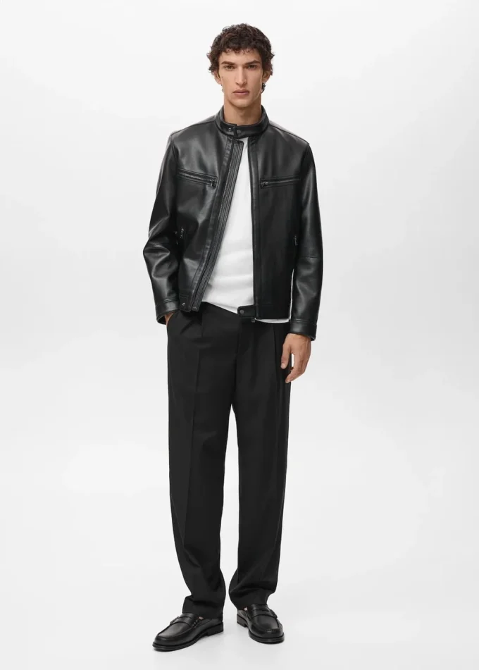 Veste zippée en simili cuir