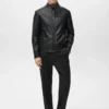 Veste zippée en simili cuir