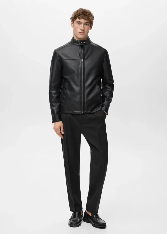 Veste zippée en simili cuir