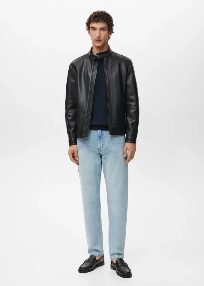 Veste zippée en simili cuir