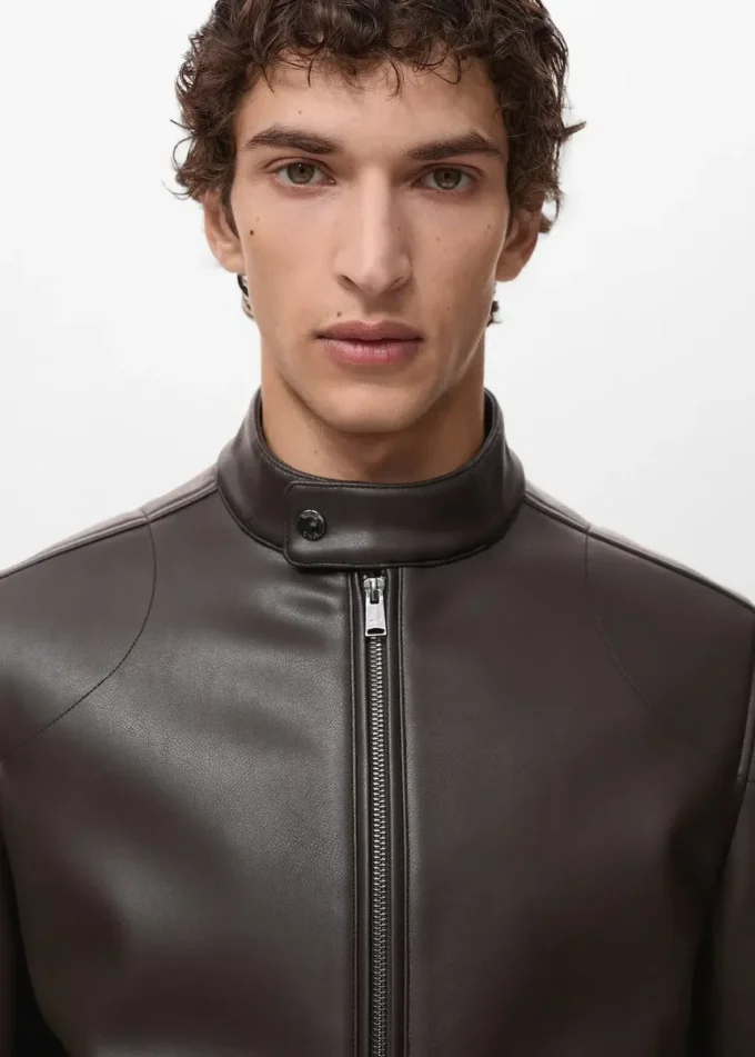 Veste zippée en simili cuir