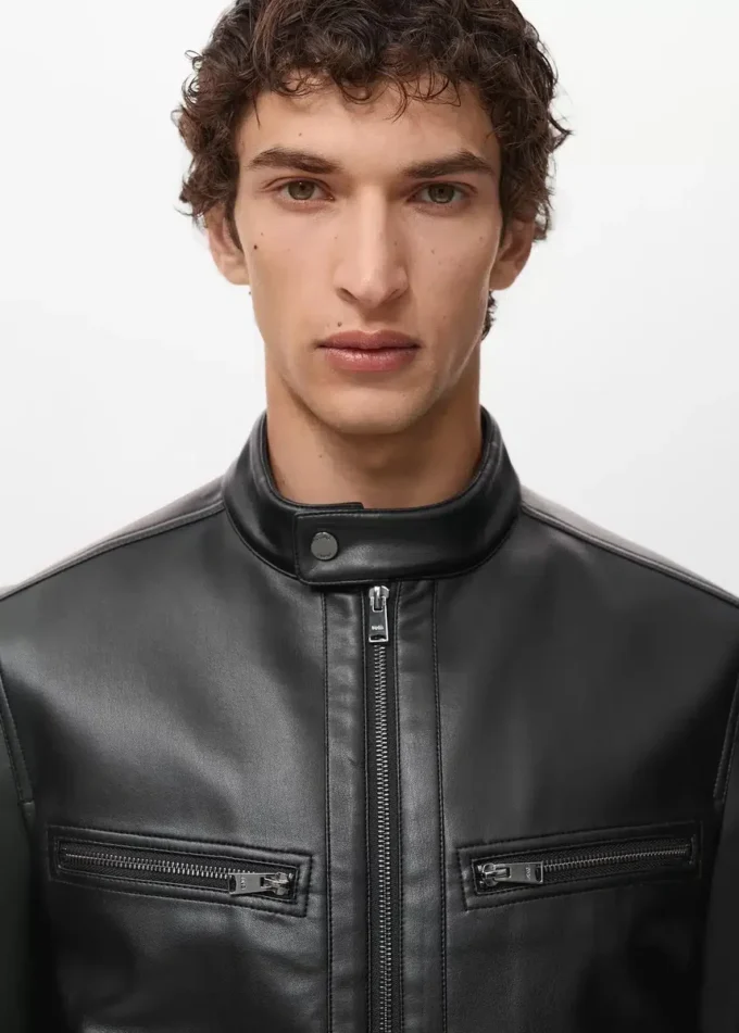Veste zippée en simili cuir