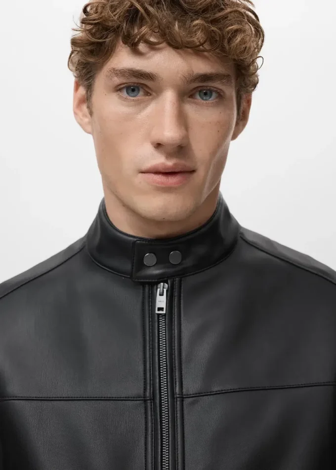 Veste zippée en simili cuir
